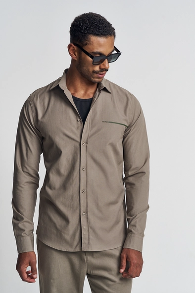 Camisa Masculina Com Detalhe Bordado - Casual