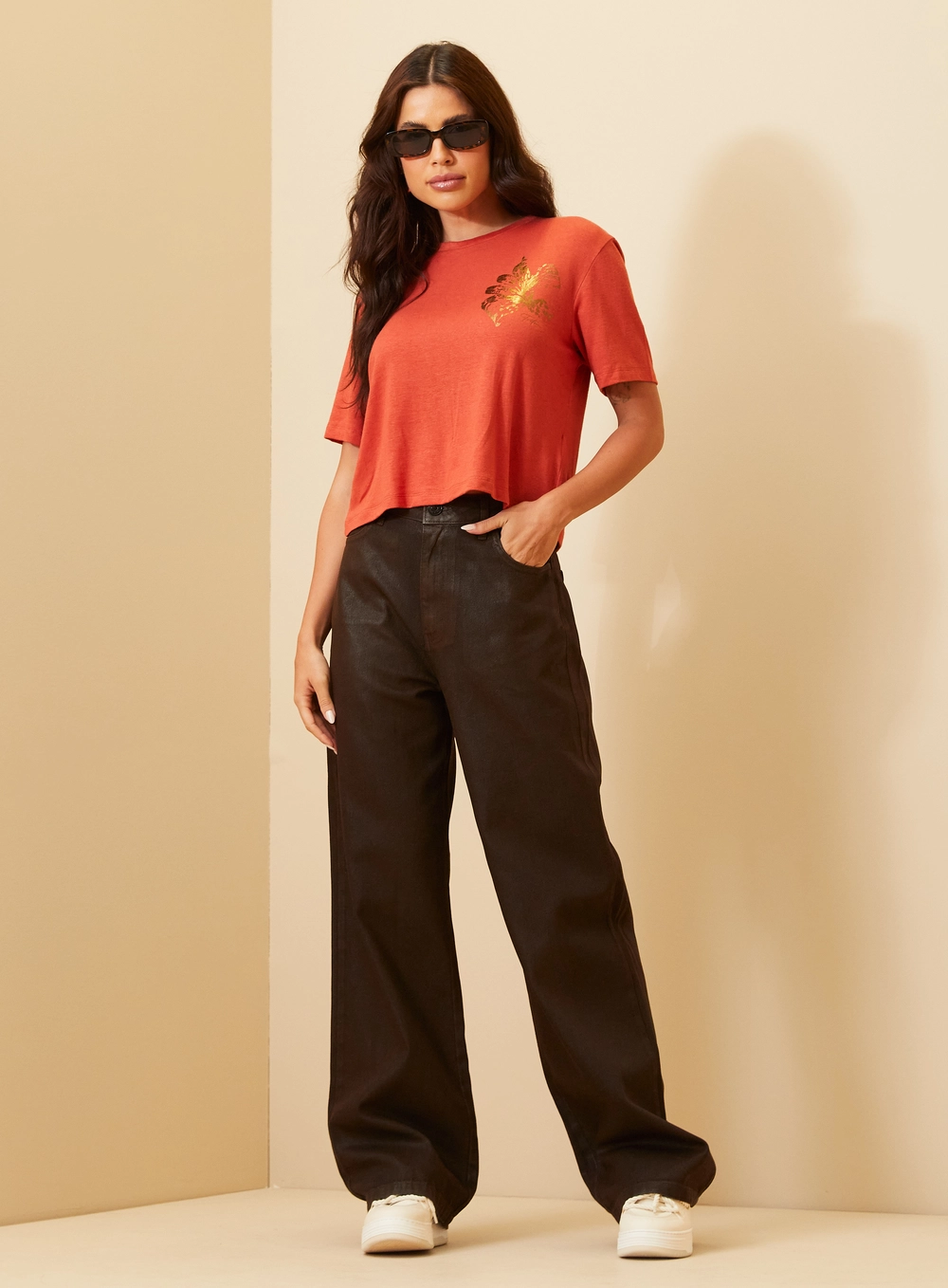 Camiseta Feminina Ampla Com Estampa Vermelho 4