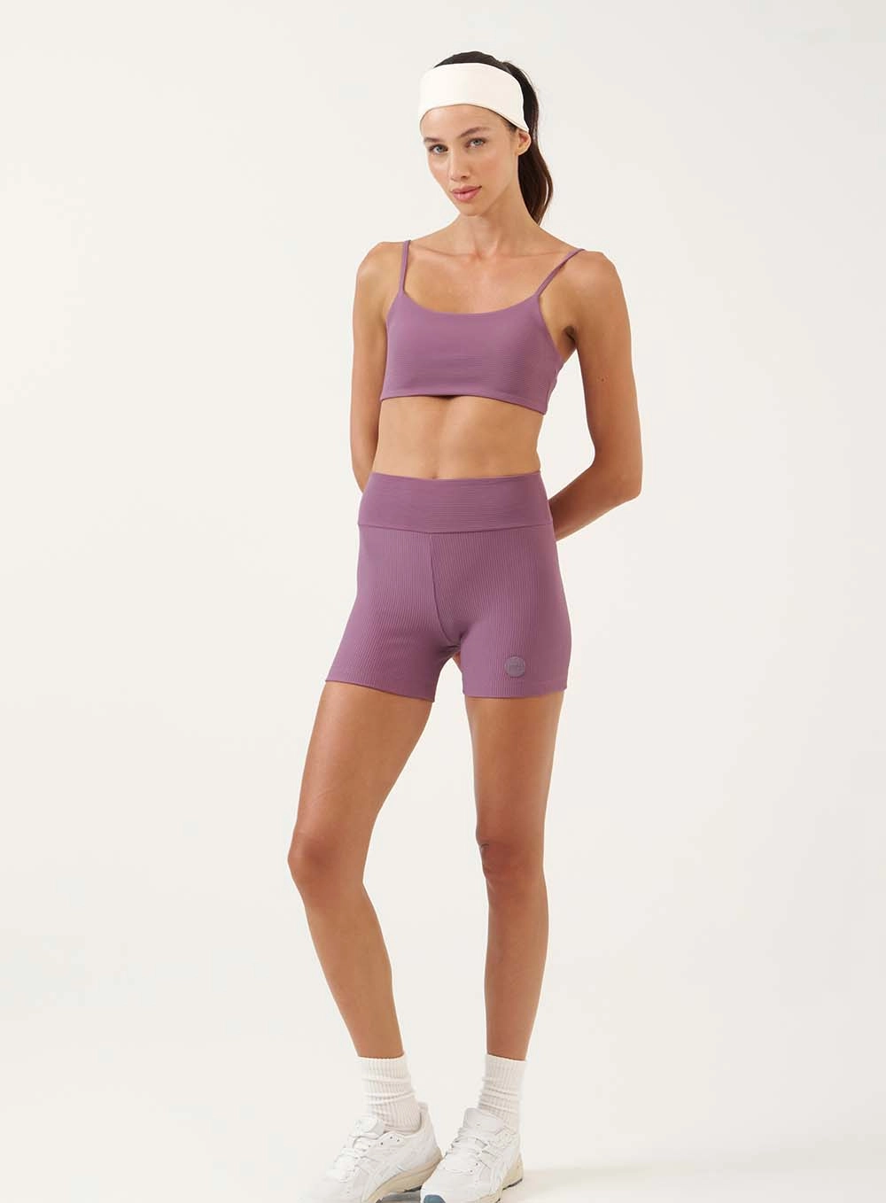Top Curto Alça Fina Canelado Roxo