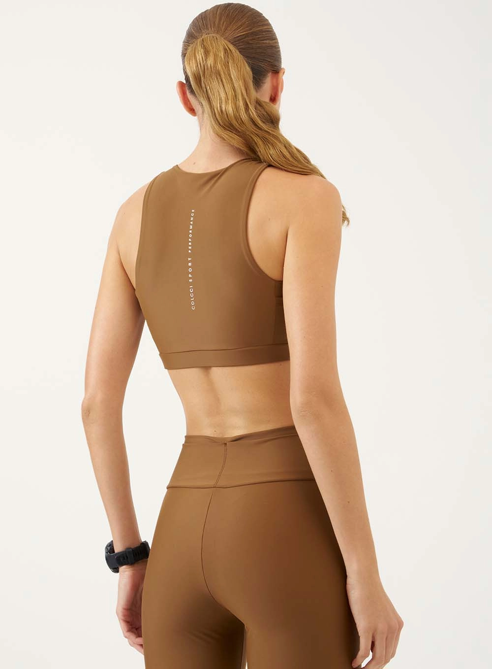 Top Cropped Slim Com Ziper Marrom