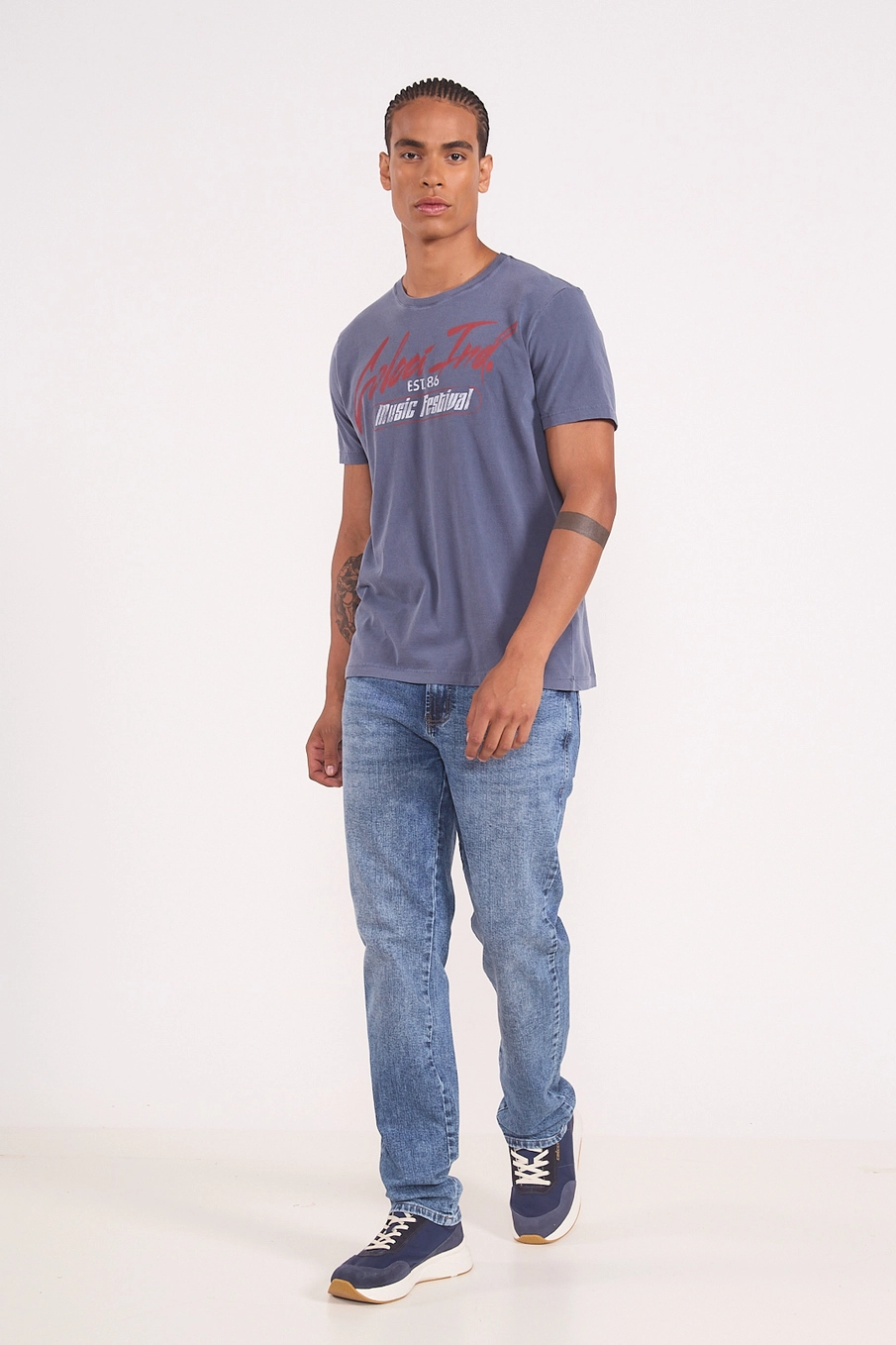 Camiseta Masculina Estonada Music Festival Azul