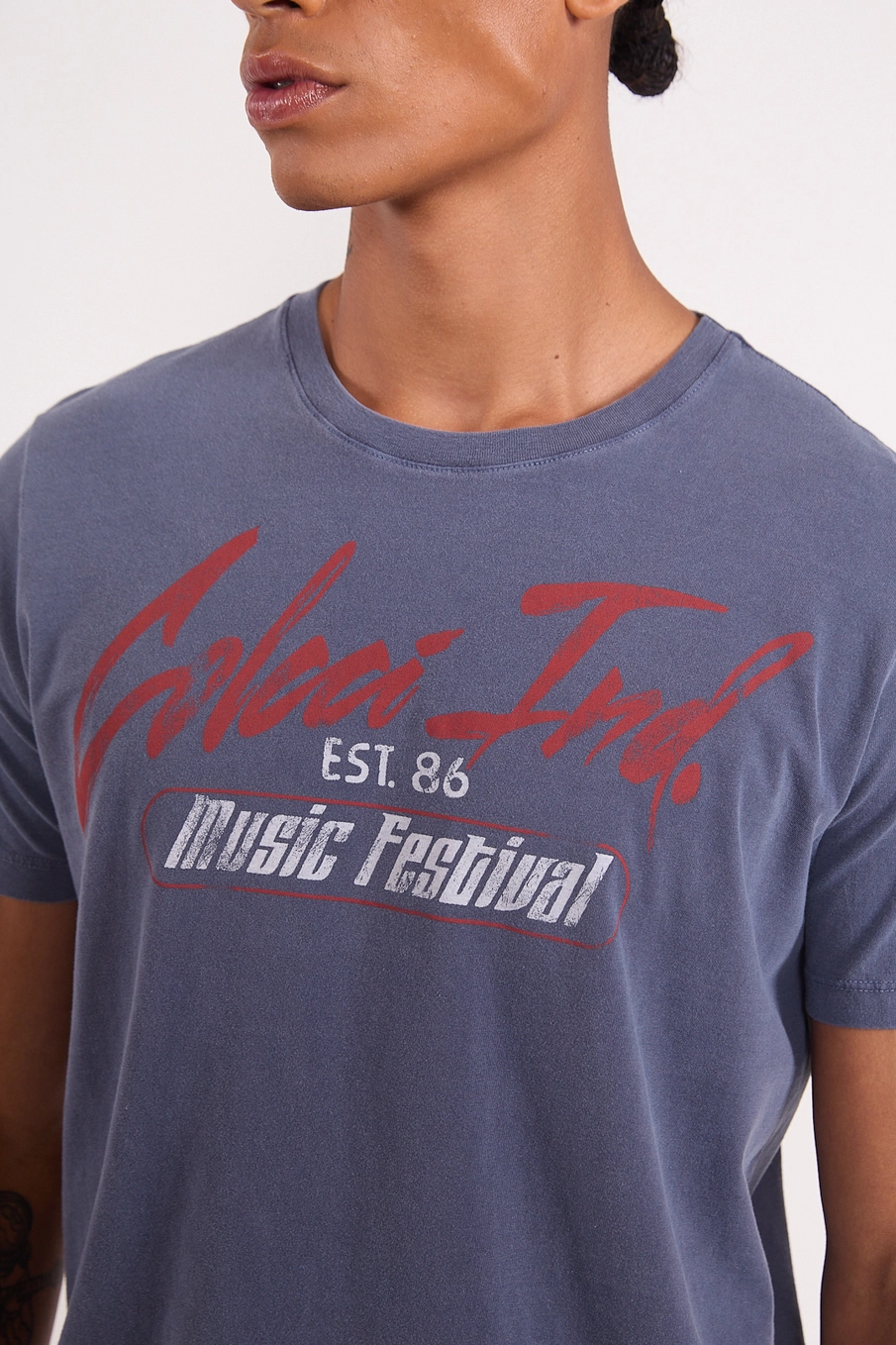 Camiseta Masculina Estonada Music Festival Azul