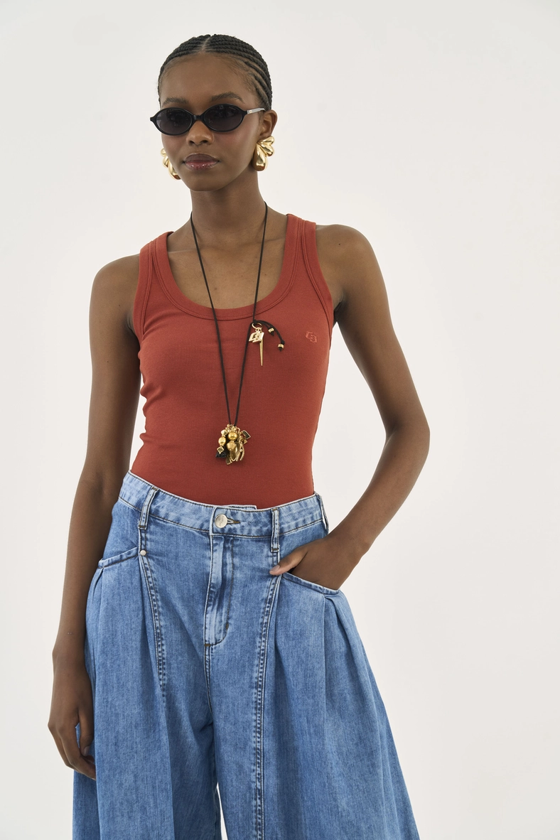 Blusa Regata Feminina Slim Algodão Canelada