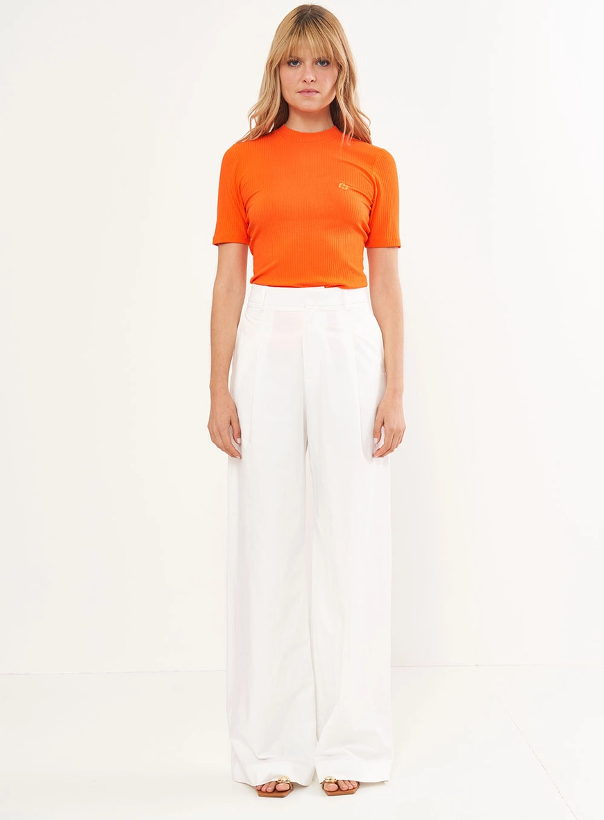 Blusa Feminina Slim Viscose Canelada Gola Alta