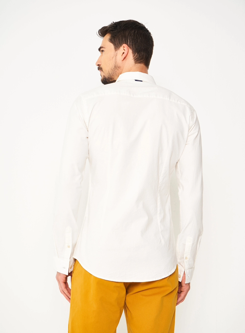 Camisa Masculina Essential Slim Algodão Off White