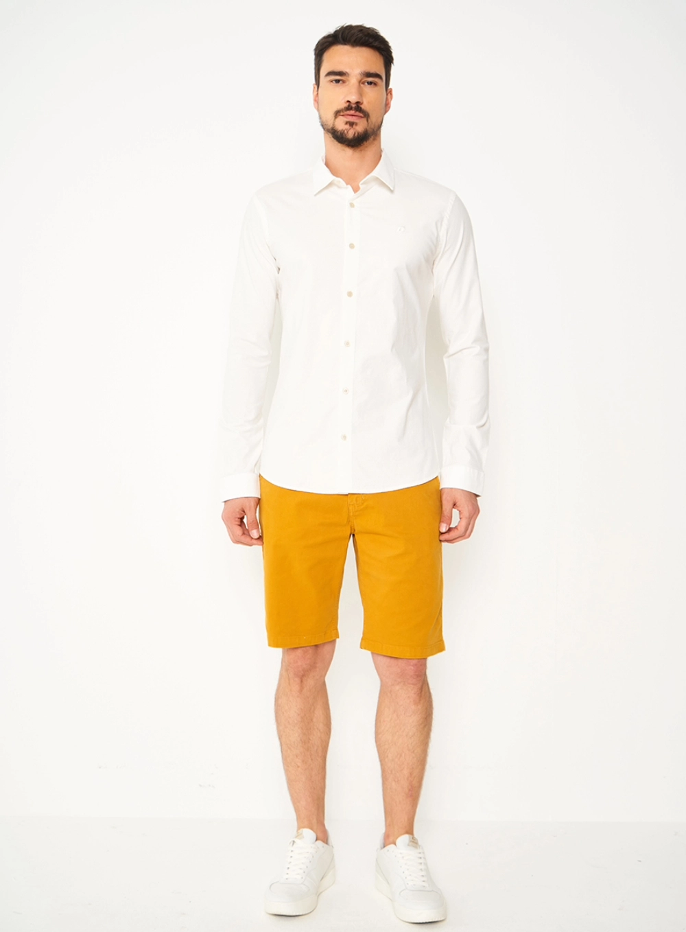 Camisa Masculina Essential Slim Algodão Off White