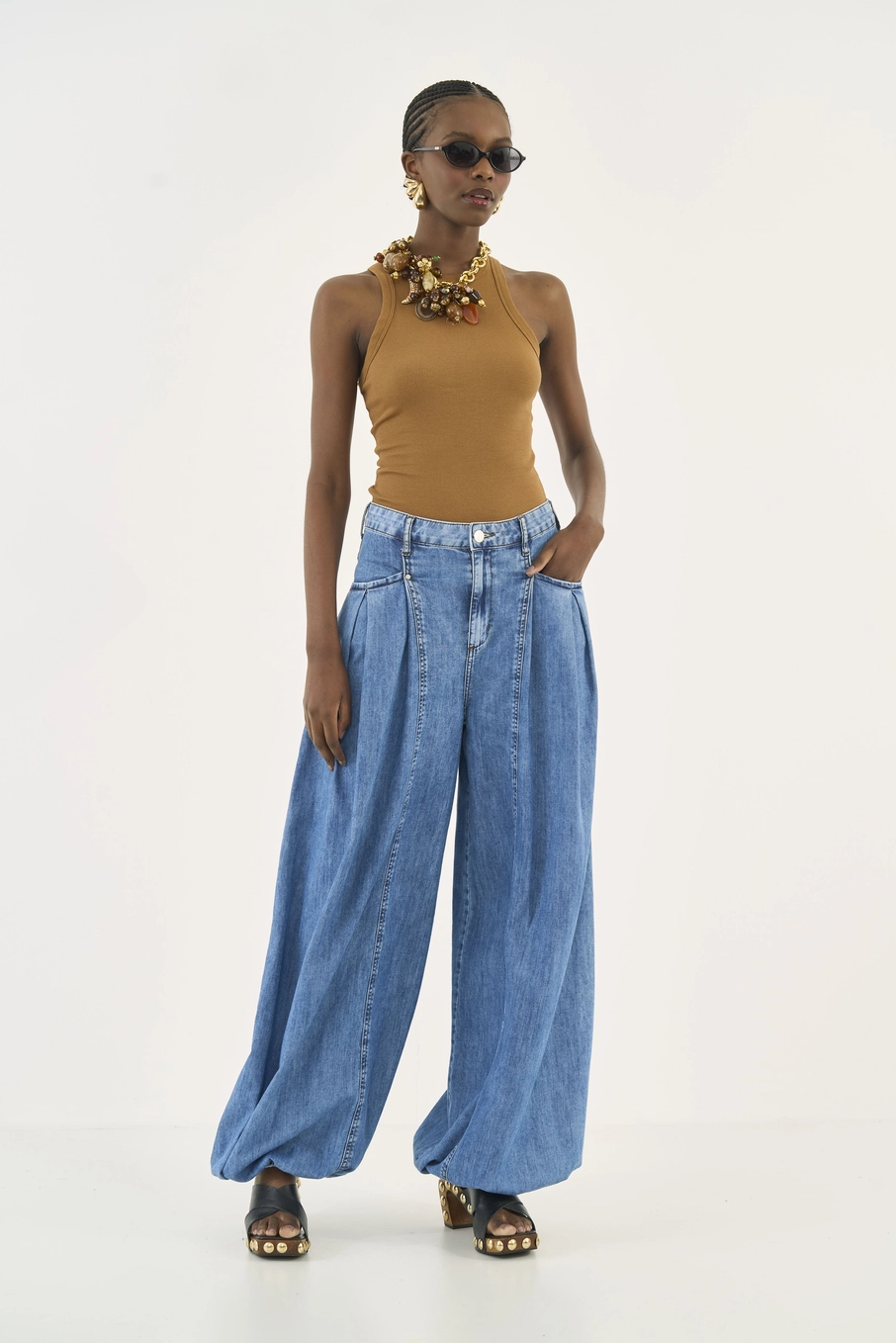 Blusa Regata Slim Algodão Canelada Gola Alta Marrom Evermore
