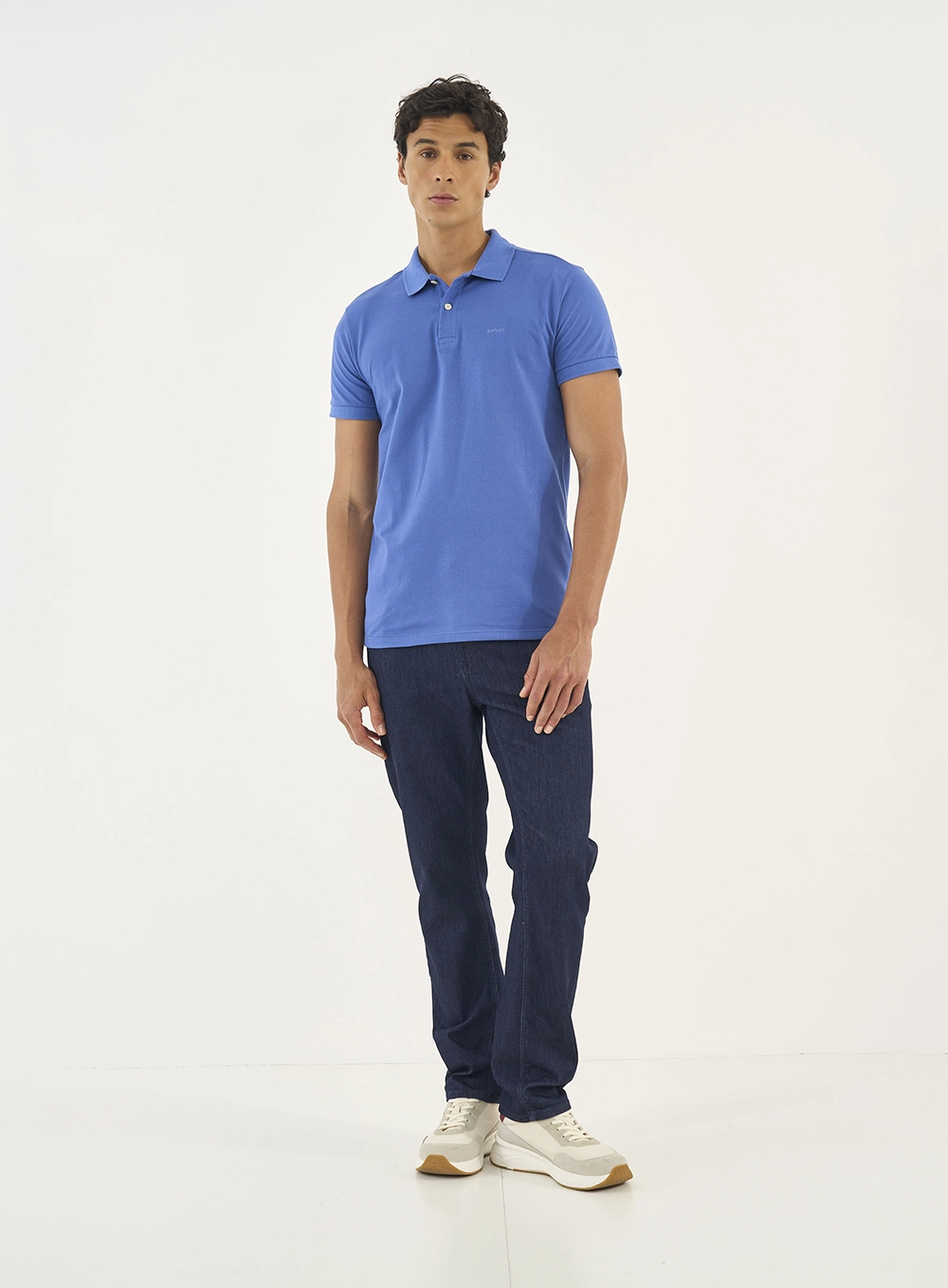 Camisa Polo Essential Piquet Azul