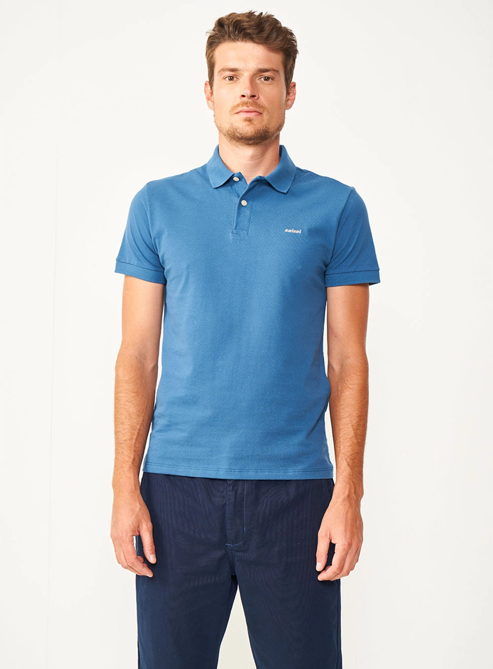 Camisa Polo Essential Piquet Azul