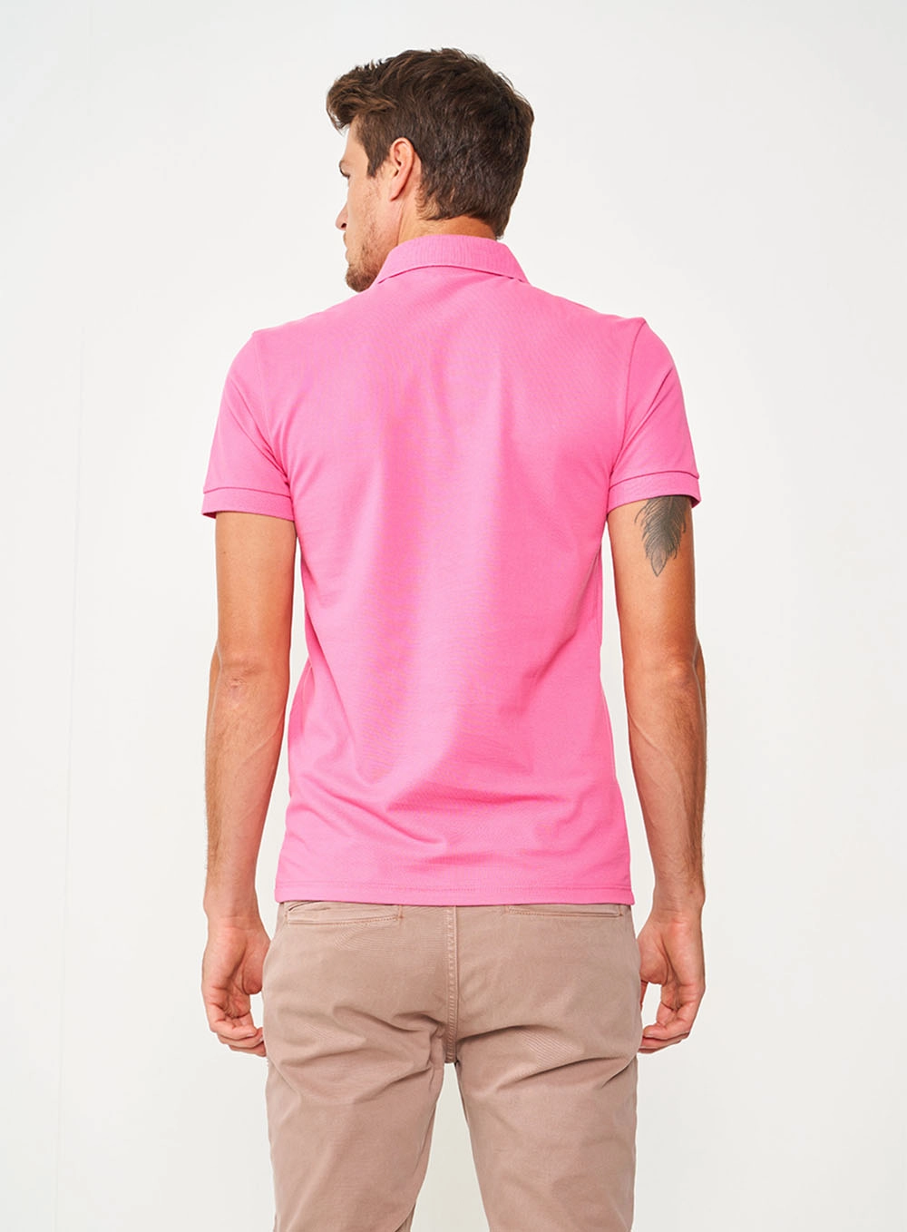 Camisa Polo Essential Piquet Rosa Hiller