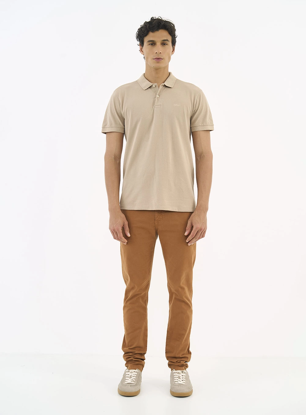 Camisa Polo Essential Piquet Bege