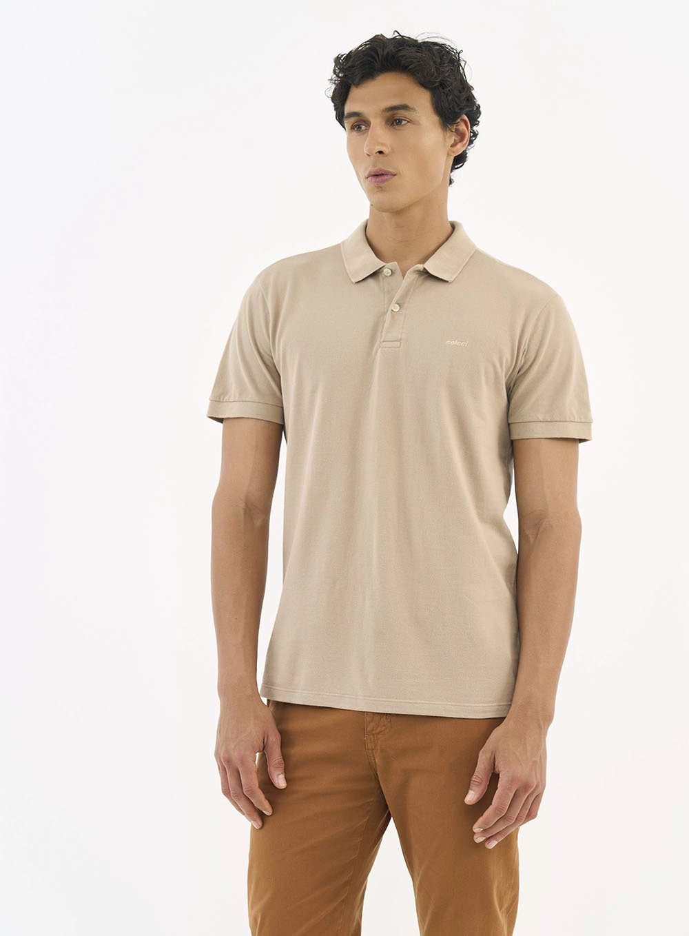 Camisa Polo Essential Piquet Bege