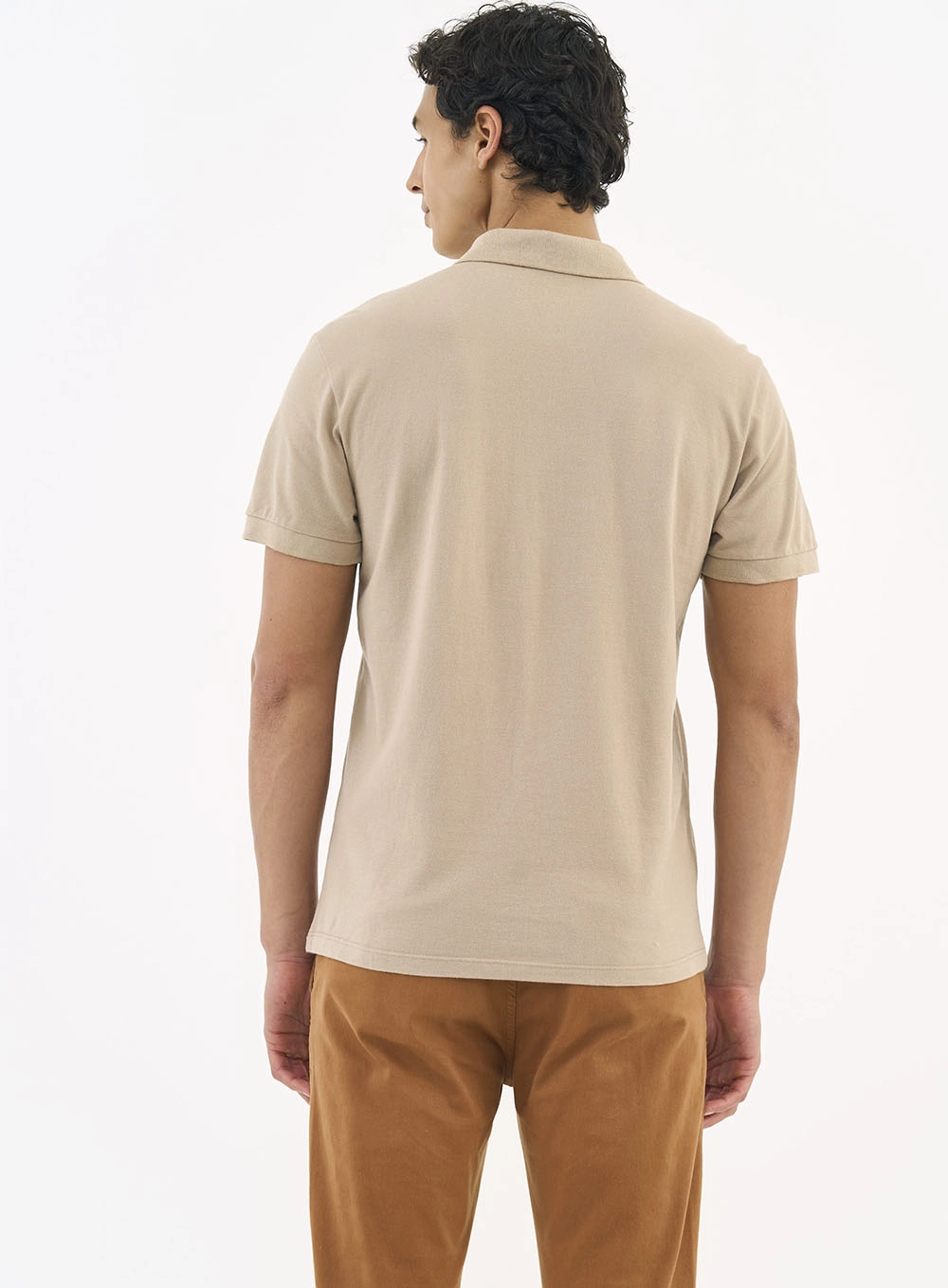 Camisa Polo Essential Piquet Bege