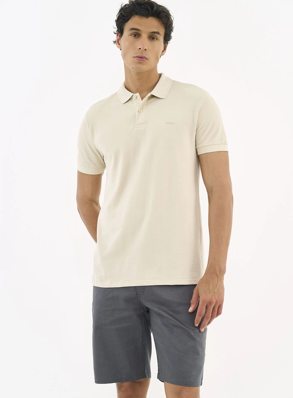 Camisa Polo Essential Piquet Bege