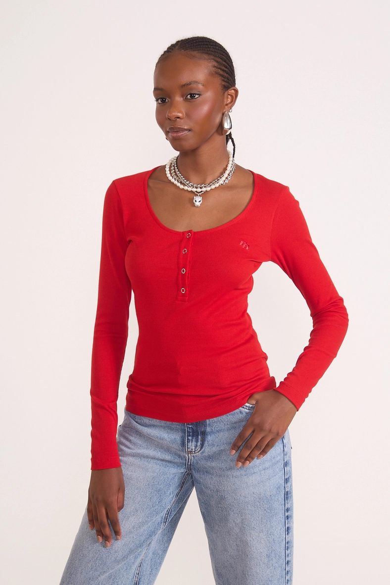 Blusa Feminina Slim Canelada Peitilho Manga Longa
