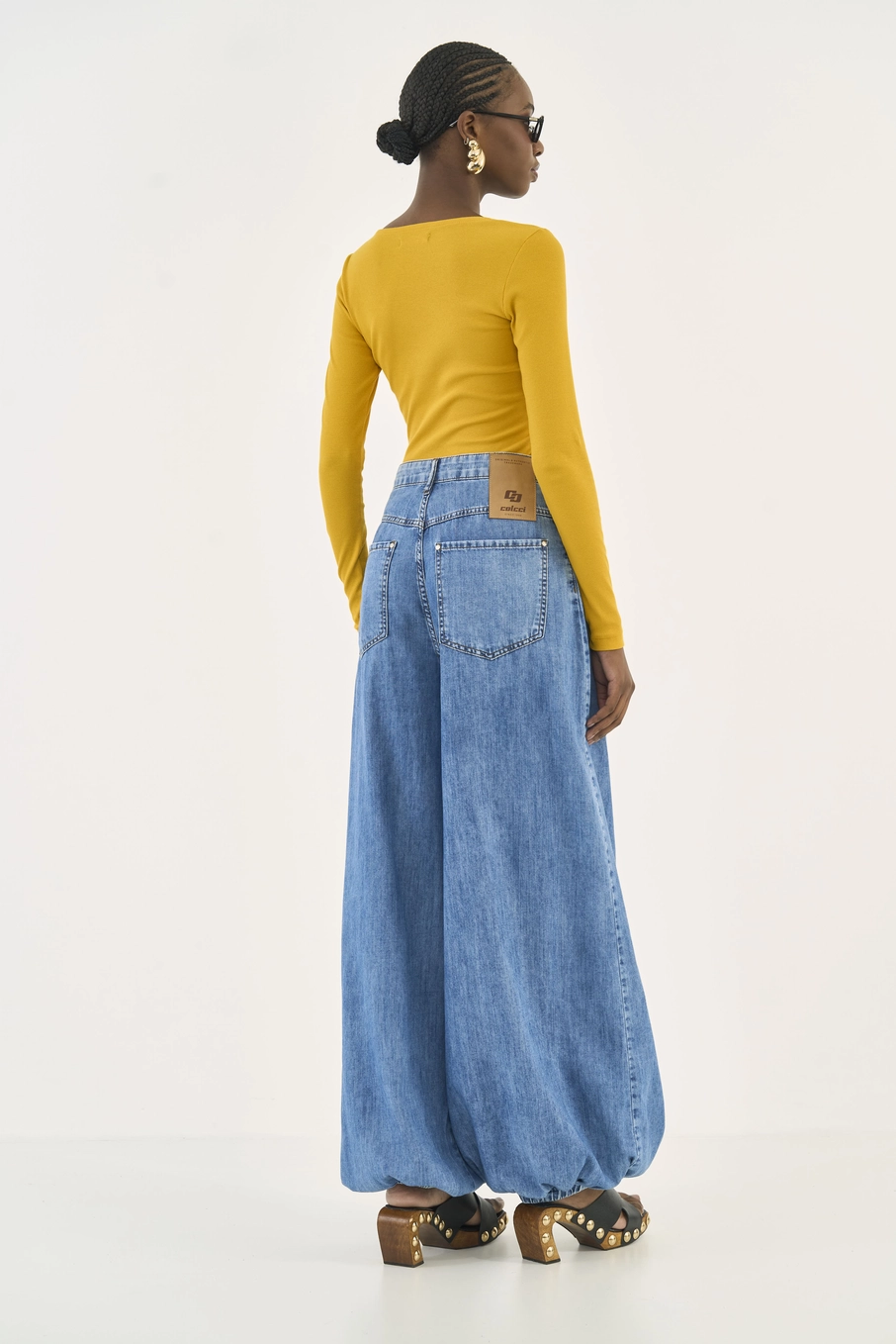 Blusa Feminina Slim Canelada Peitilho Manga Longa Amarelo