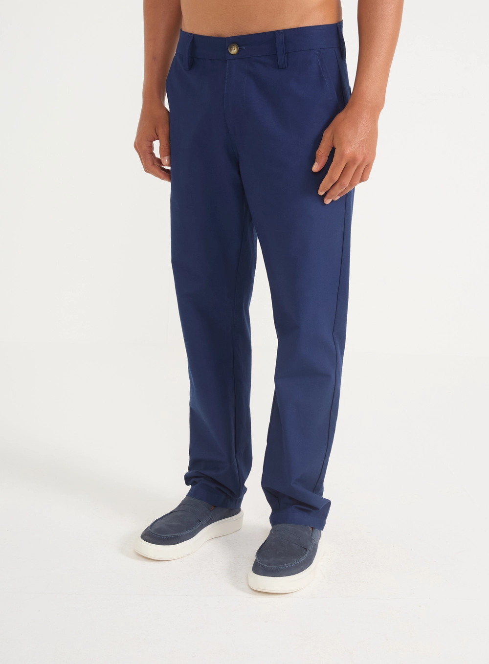 Calça Masculina Alfaiataria Reta Mediterrâneo Azul