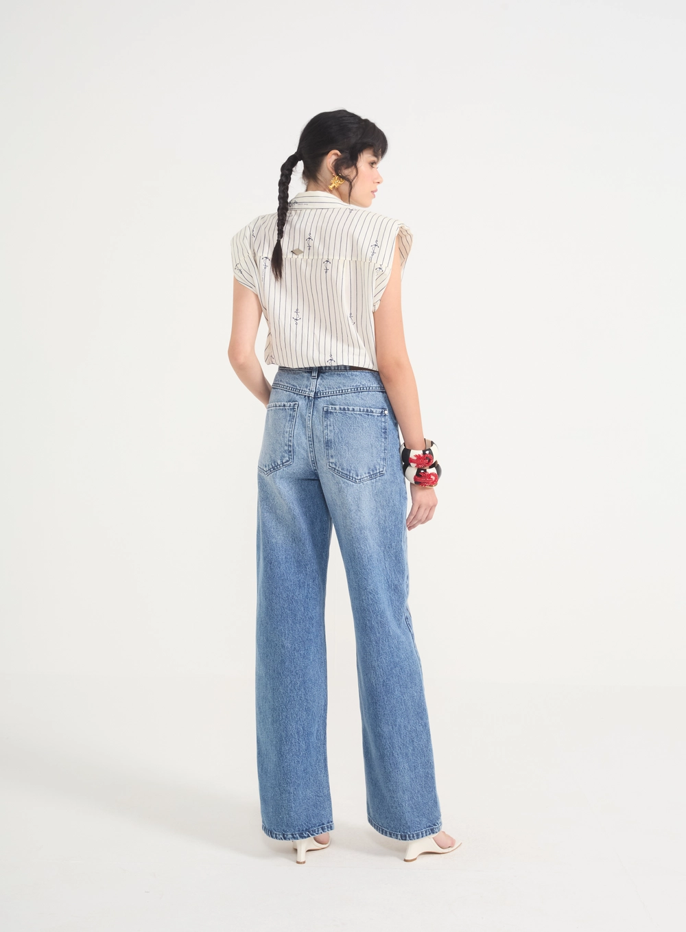 Calça Jeans Juliette Wide Leg Com Bordado Índigo