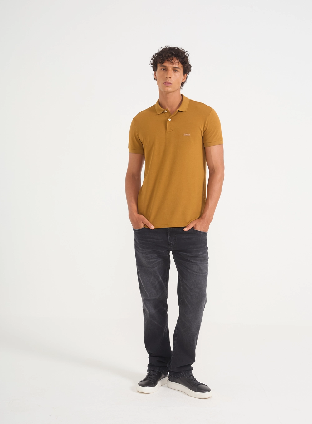Camisa Polo Masculina Ocre Marrom