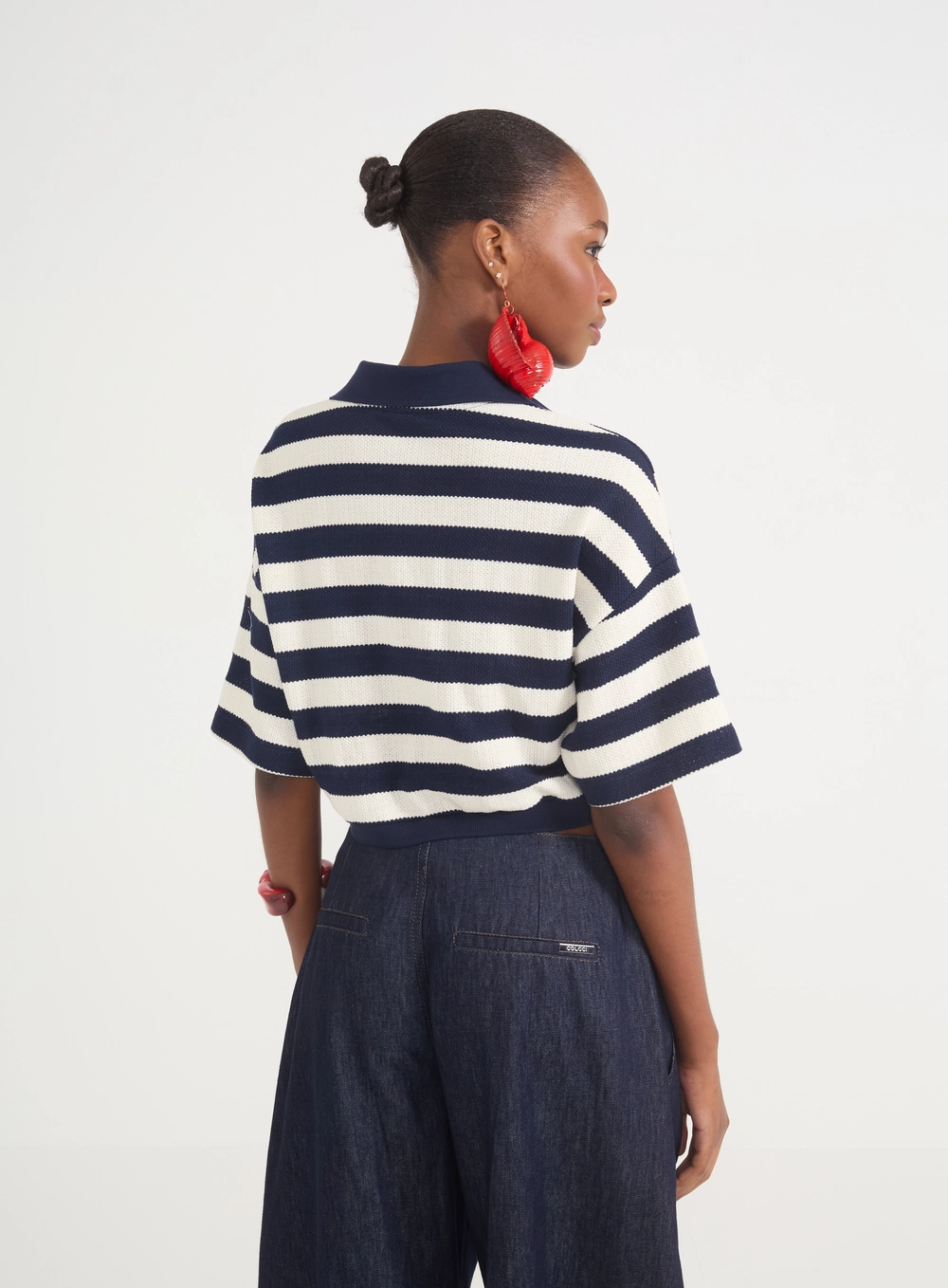 Camisa Tricô Cropped Polo Estampados