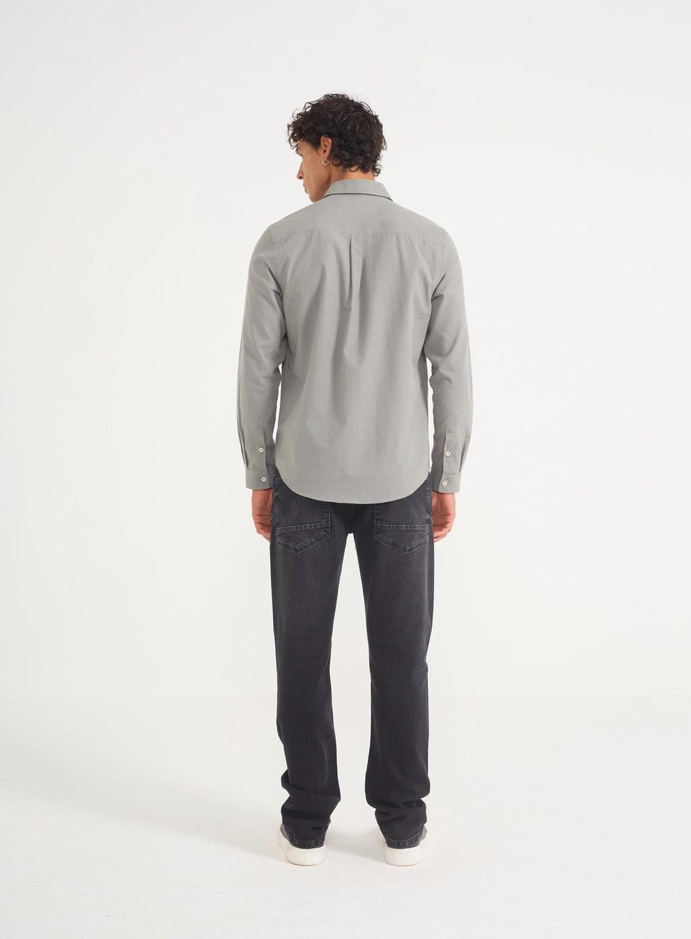 Camisa Masculina Manga Longa Com Logo CINZA