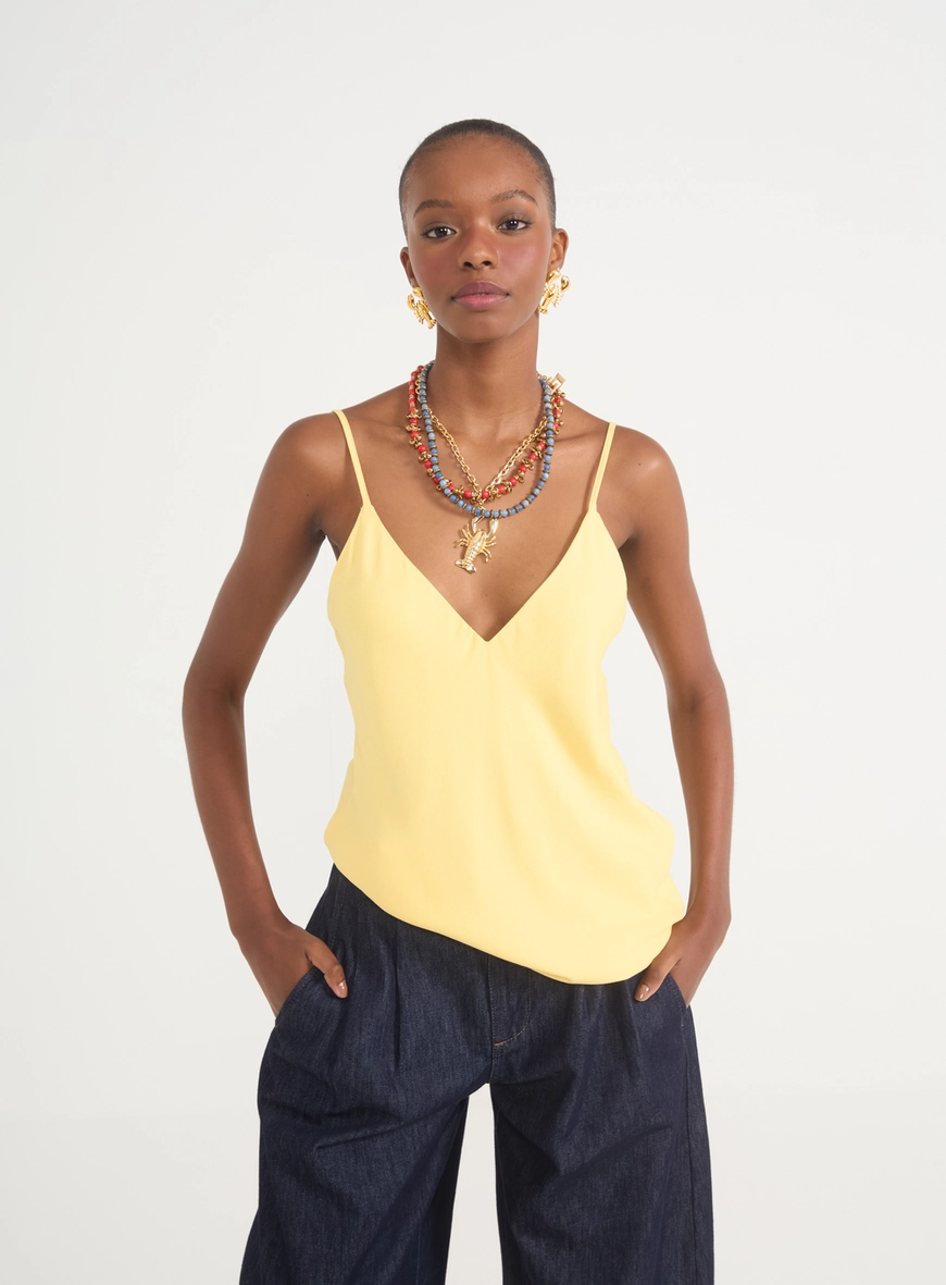 Blusa Feminina Decote V Com Alças Finas
