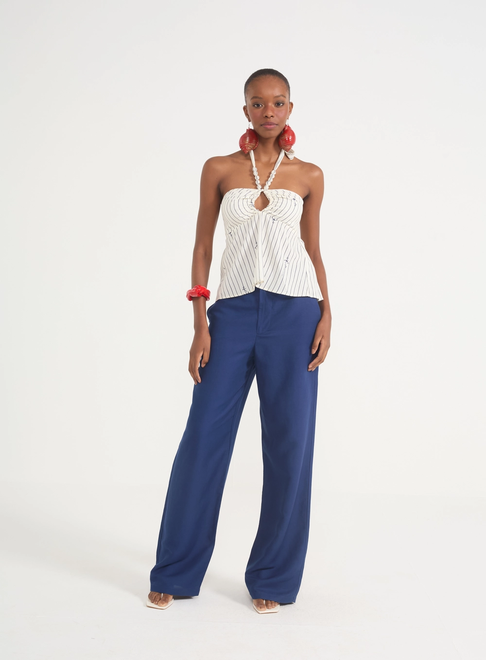 Blusa Feminina Frente Única Com Estampa Náutica Estampados