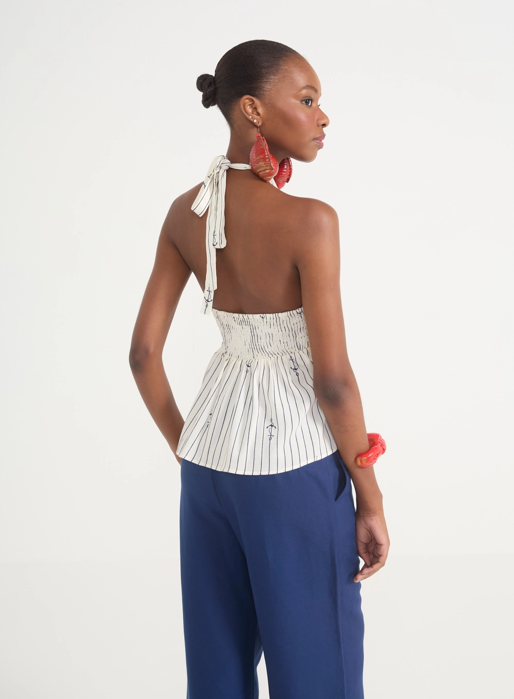 Blusa Feminina Frente Única Com Estampa Náutica Estampados