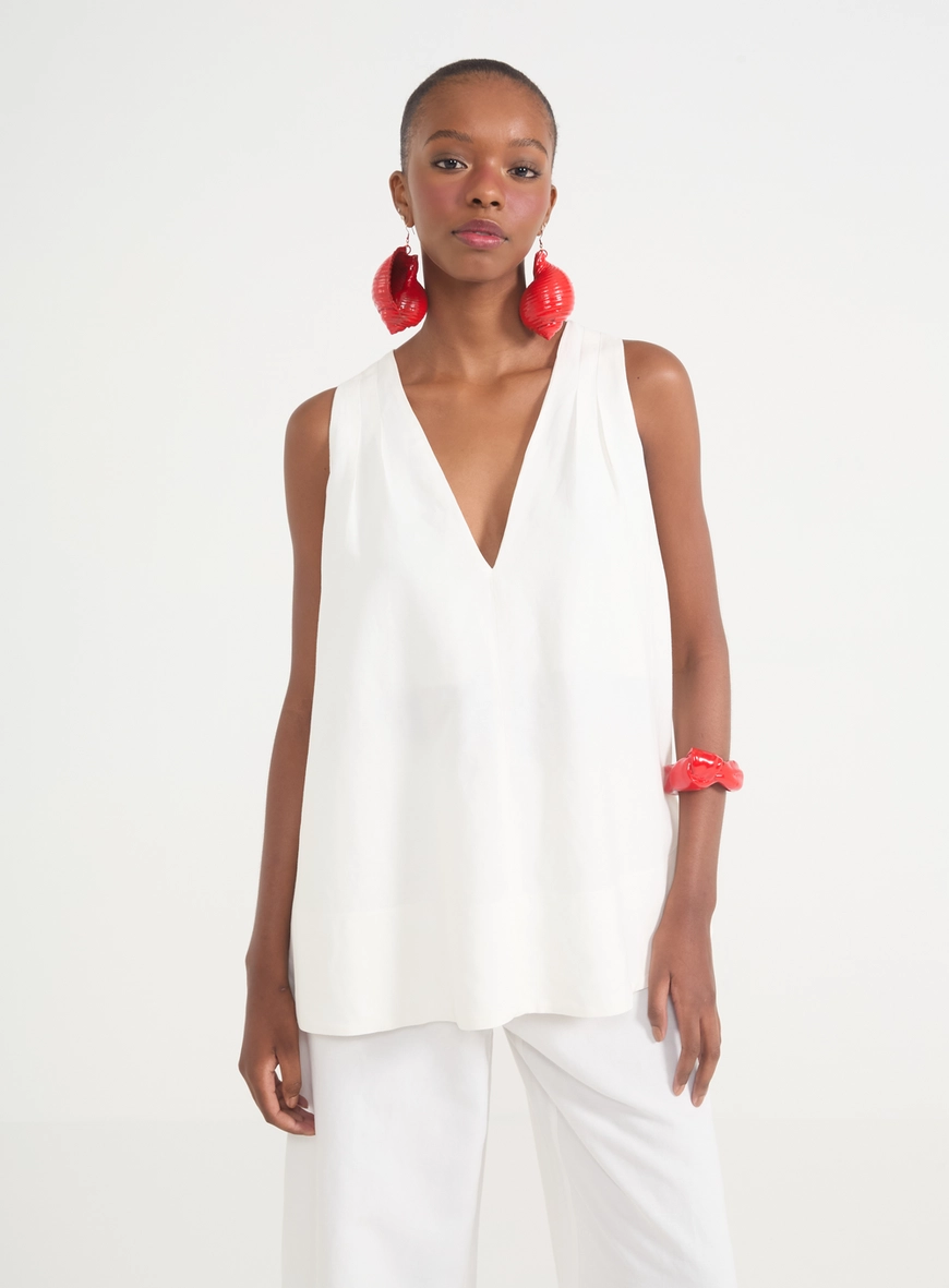 Blusa Feminina De Linho Com Decote V