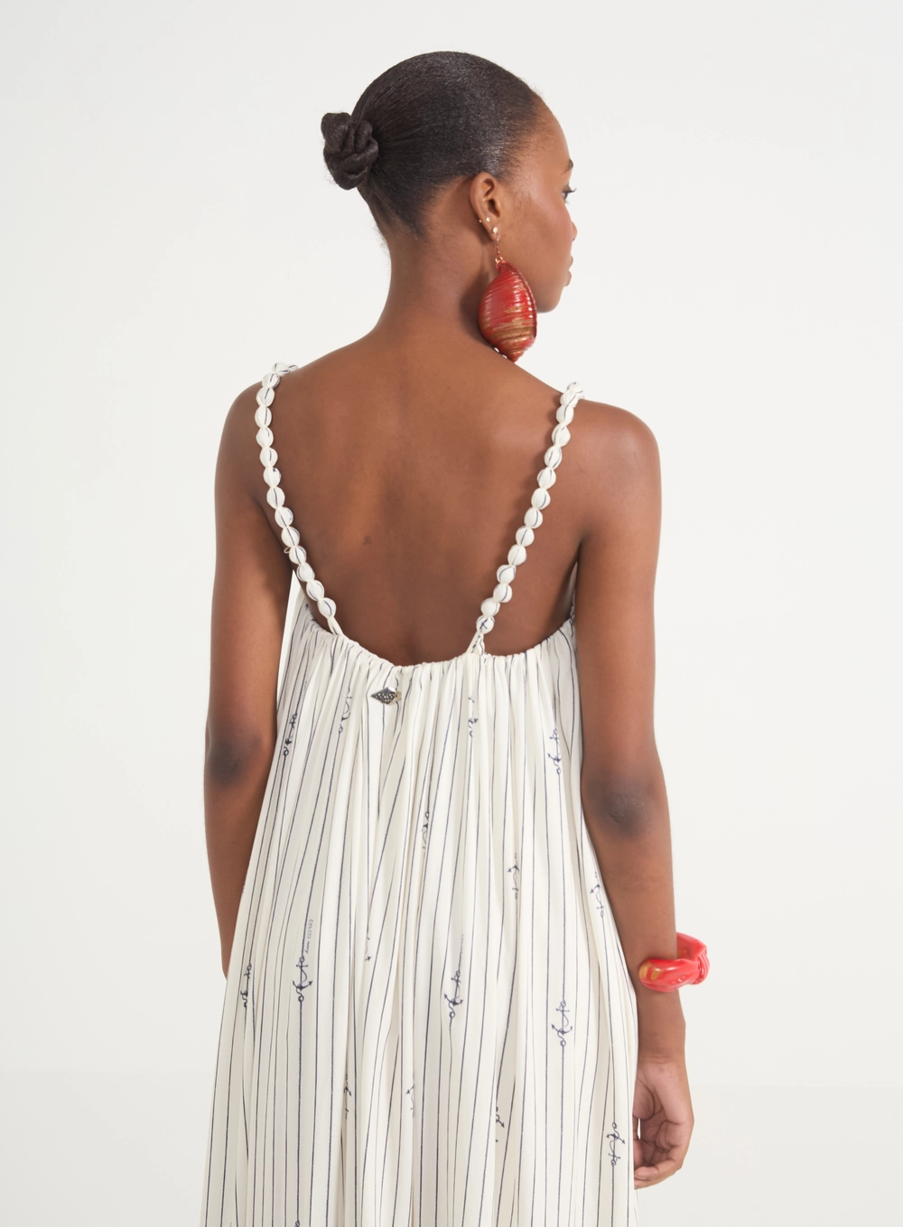 Vestido Longo Com Estampa Náutica E Barra Mullet Estampados