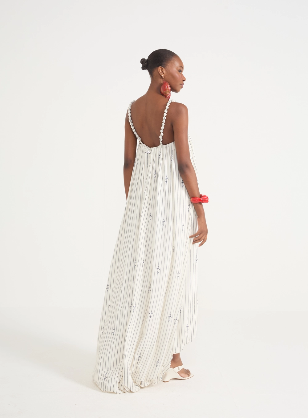 Vestido Longo Com Estampa Náutica E Barra Mullet Estampados