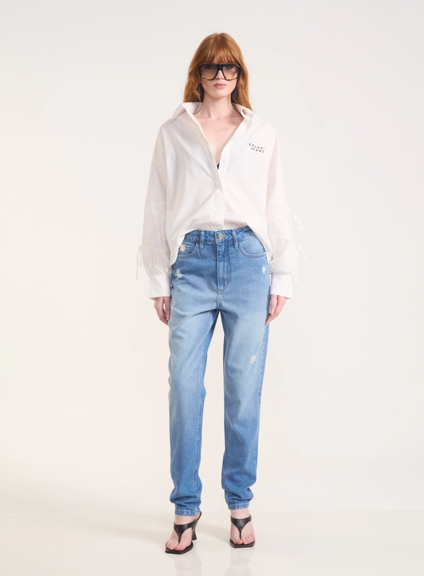 Calça Feminina Jeans Reta Madrid Com Bolsos