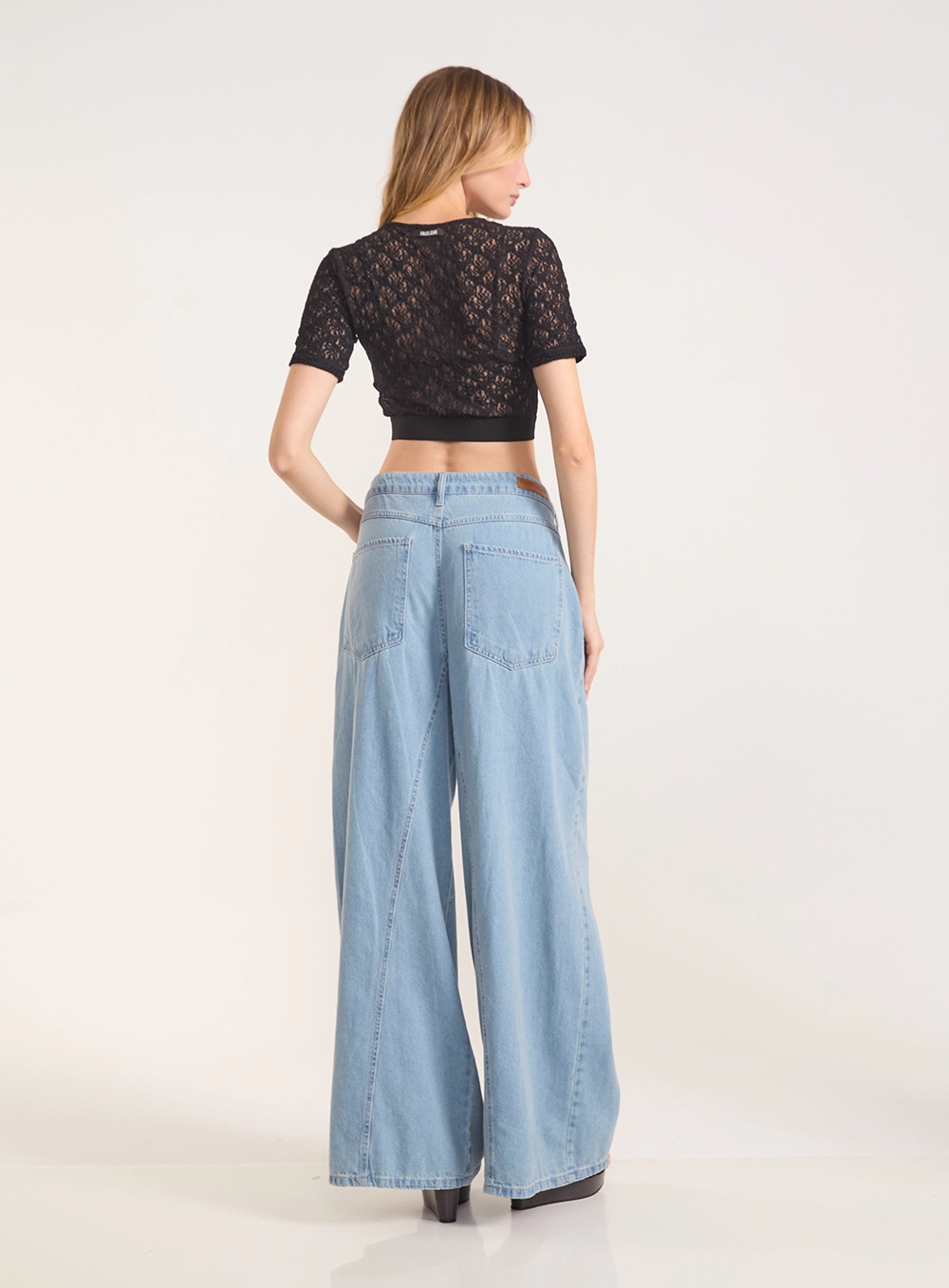 Calça Jeans Seul Pantalona Com Recortes Índigo