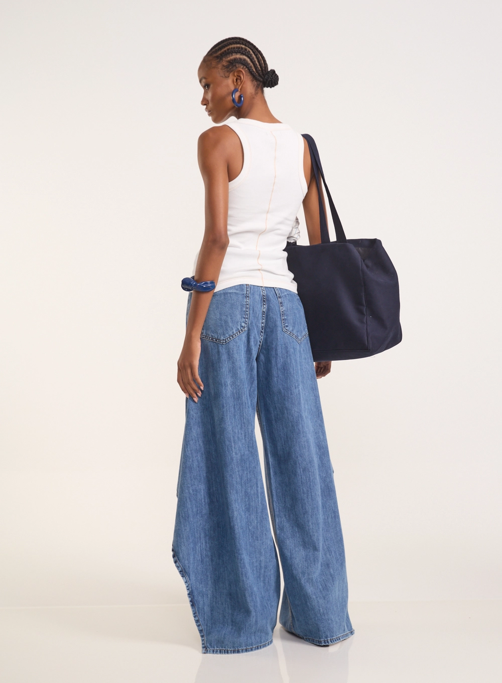 Calça Jeans Tóquio Wide Leg Com Fendas Índigo