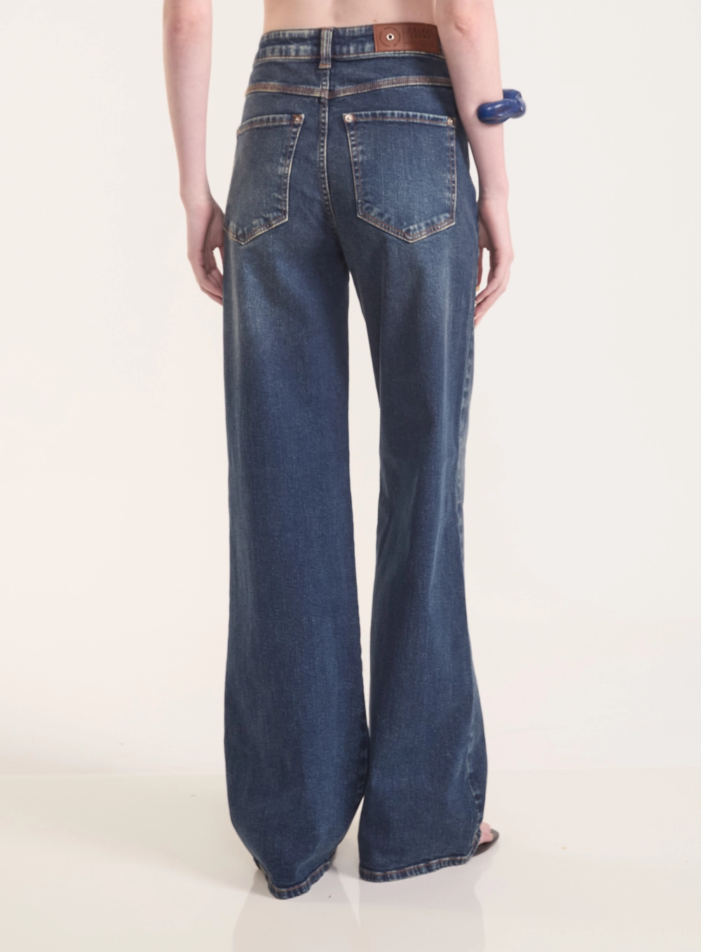 Calça Jeans Wide Leg Cintura Alta - Berlim Stretch Índigo