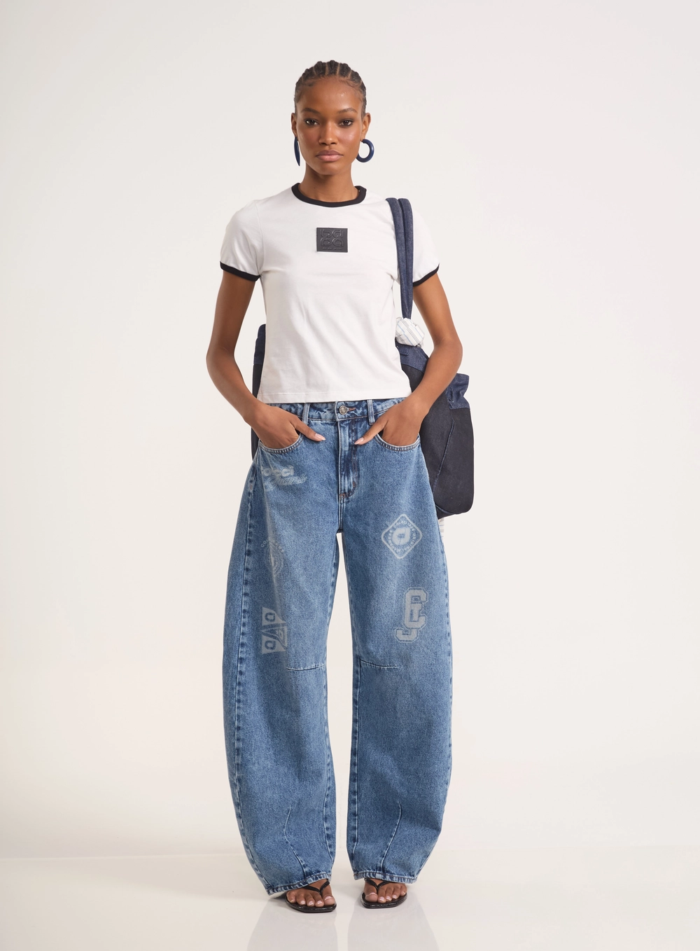 Calça Jeans Dublin Baggy Com Estampa Índigo