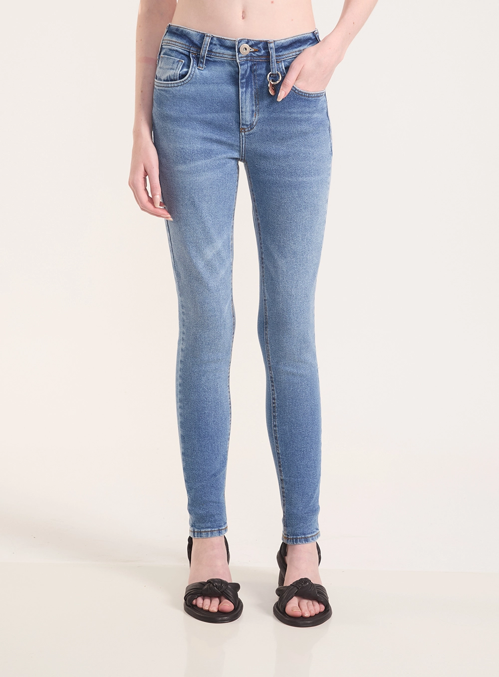 Calça Jeans Skinny Com Cintura Alta Nova York Índigo