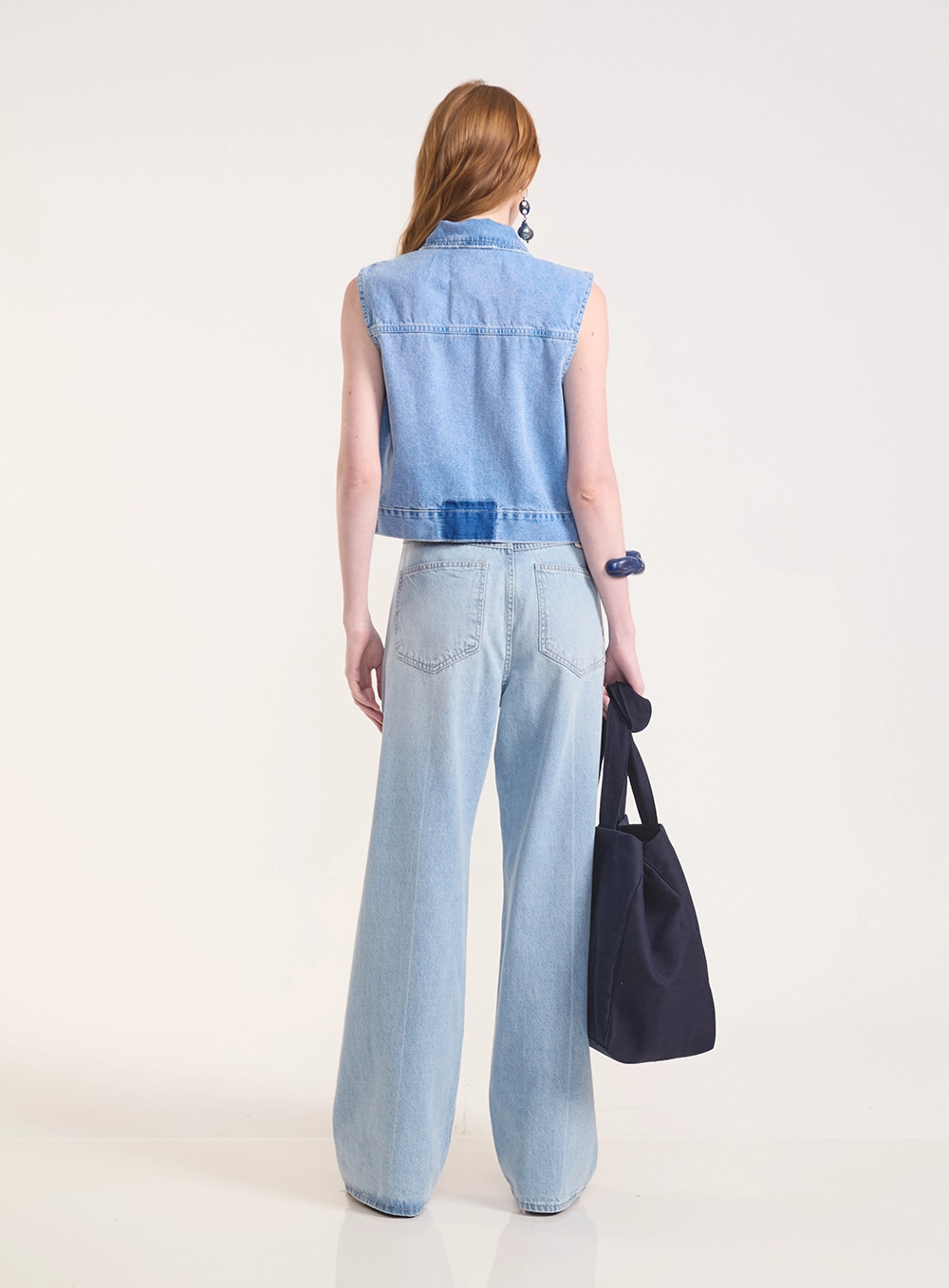 Calça Jeans Seul Wide Leg Com Patches Índigo