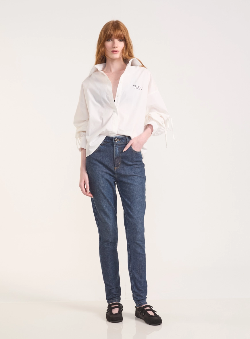 Calça Jeans Skinny Com Bordado Viena