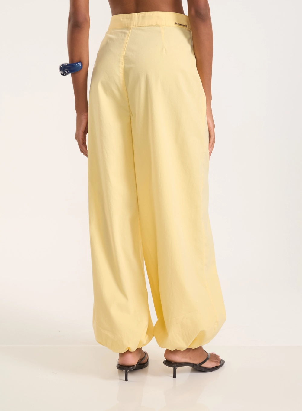 Calça Balloon Com Cintura Alta E Franzidos Amarelo