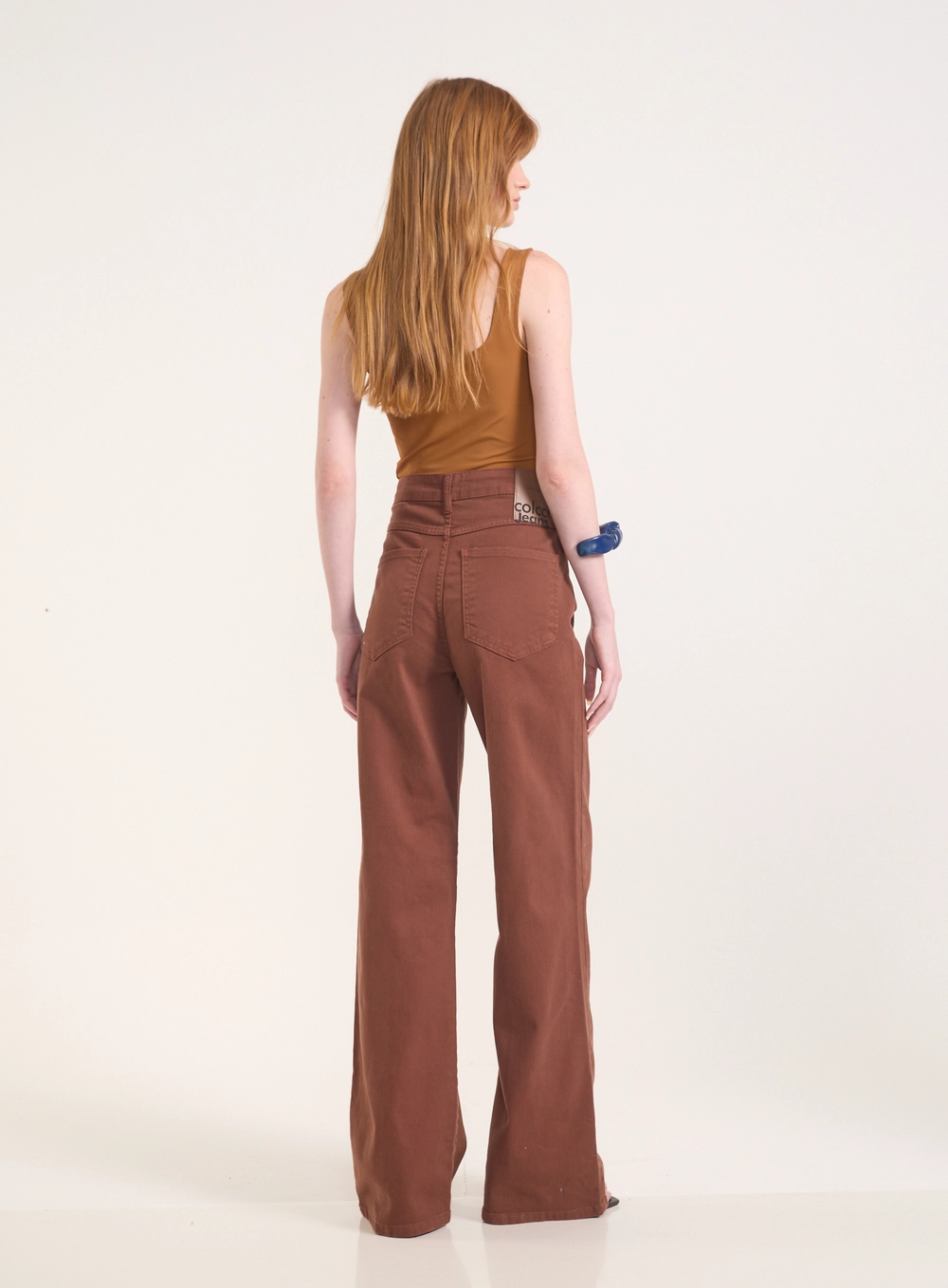 Calça Sarja Wide Leg - Berlim Stretch Marrom