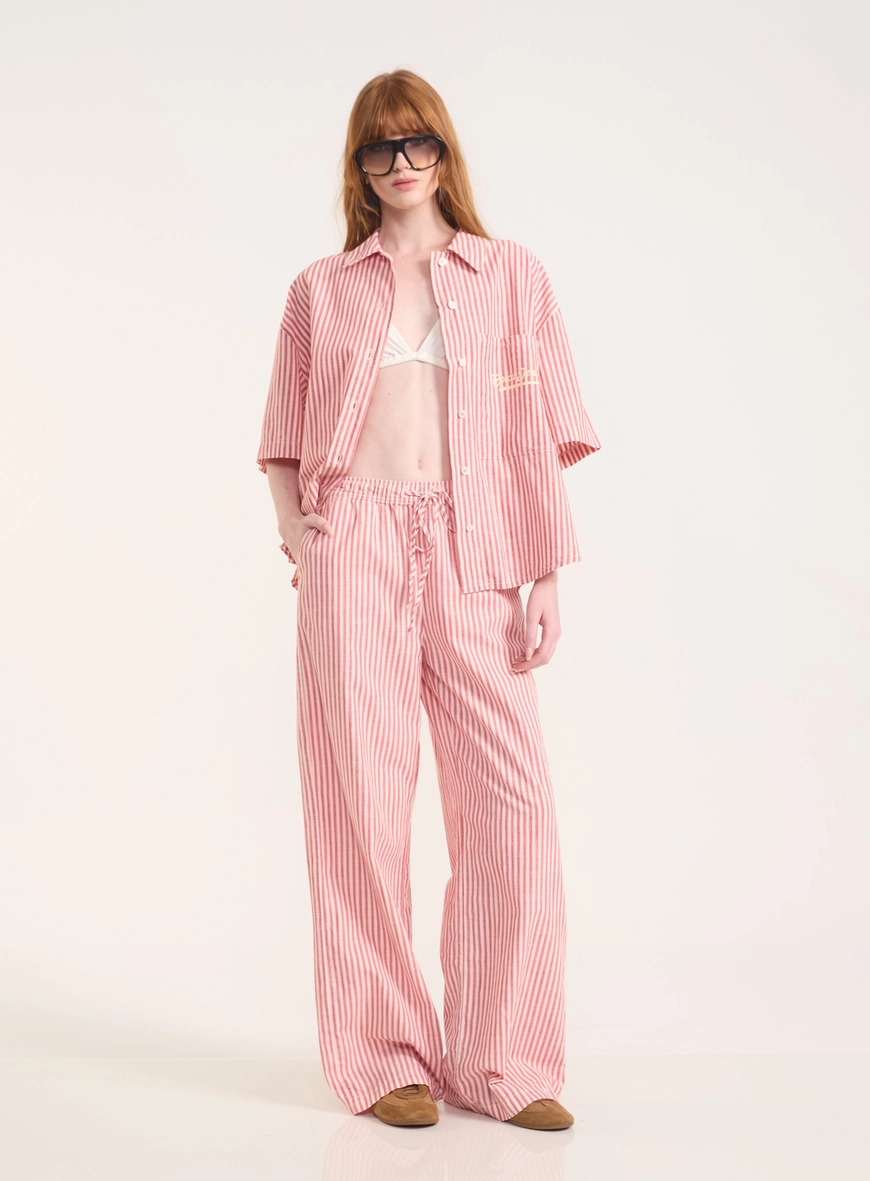 Calça Sarja Wide Leg Estampada - Toquio