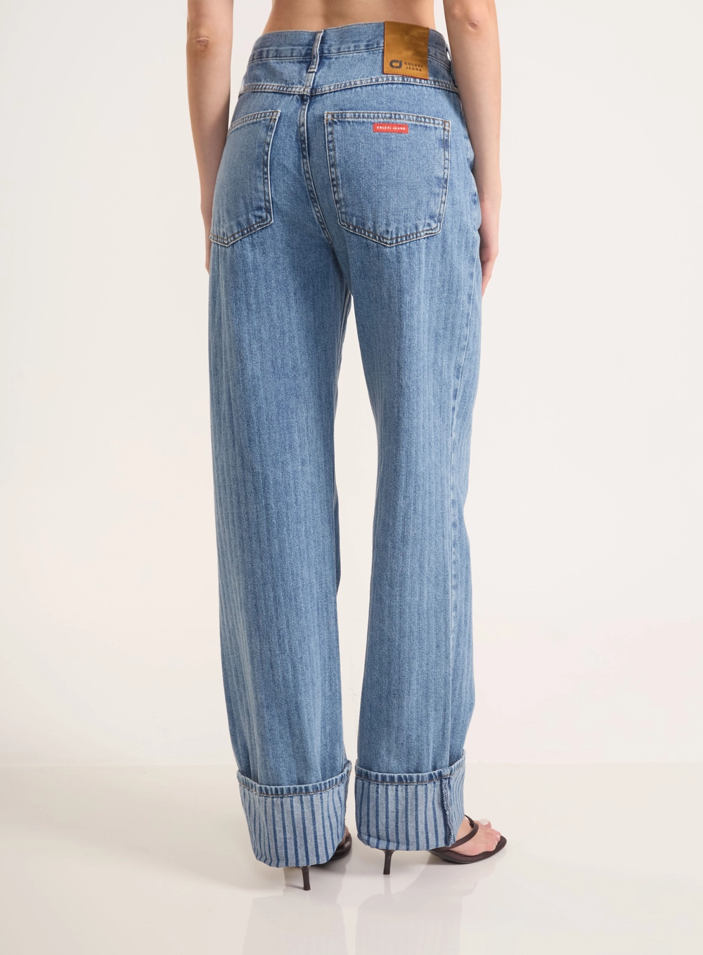 Calça Jeans Barcelona Wide Leg Com Estampa Índigo