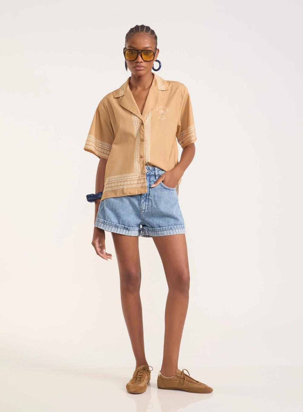 Short Jeans Cancun Com Barra Dobrada Índigo