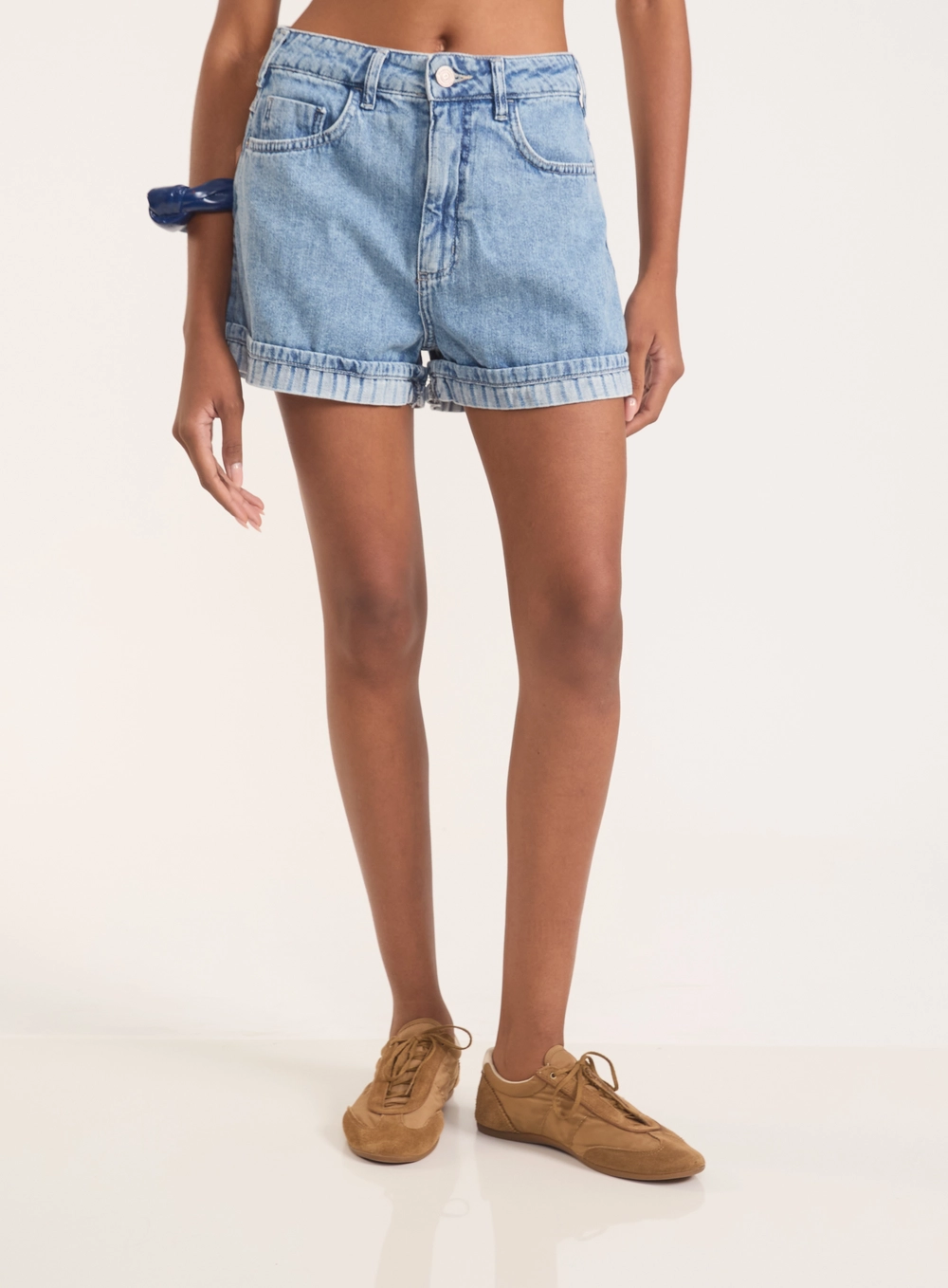 Short Jeans Cancun Com Barra Dobrada Índigo