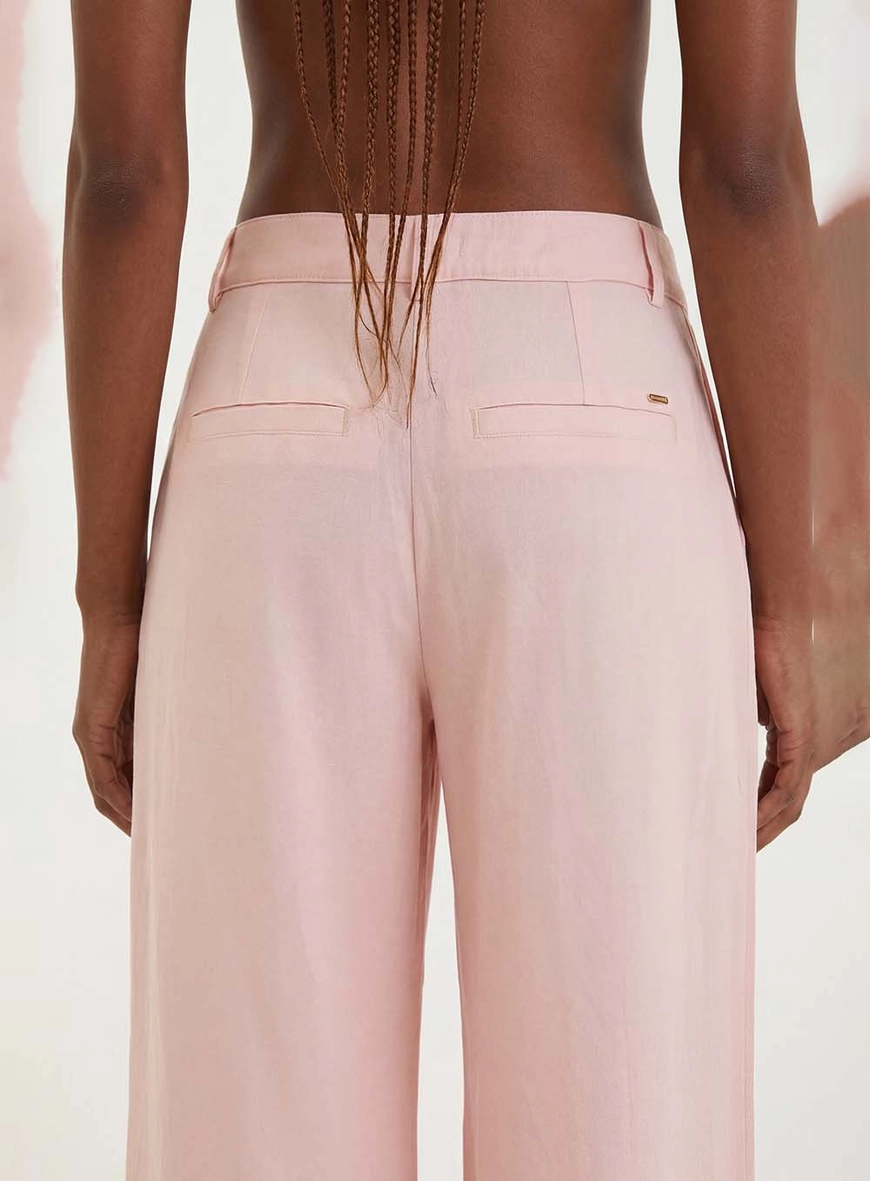 Calça Feminina Com Pregas - Pantalona Rosa 4