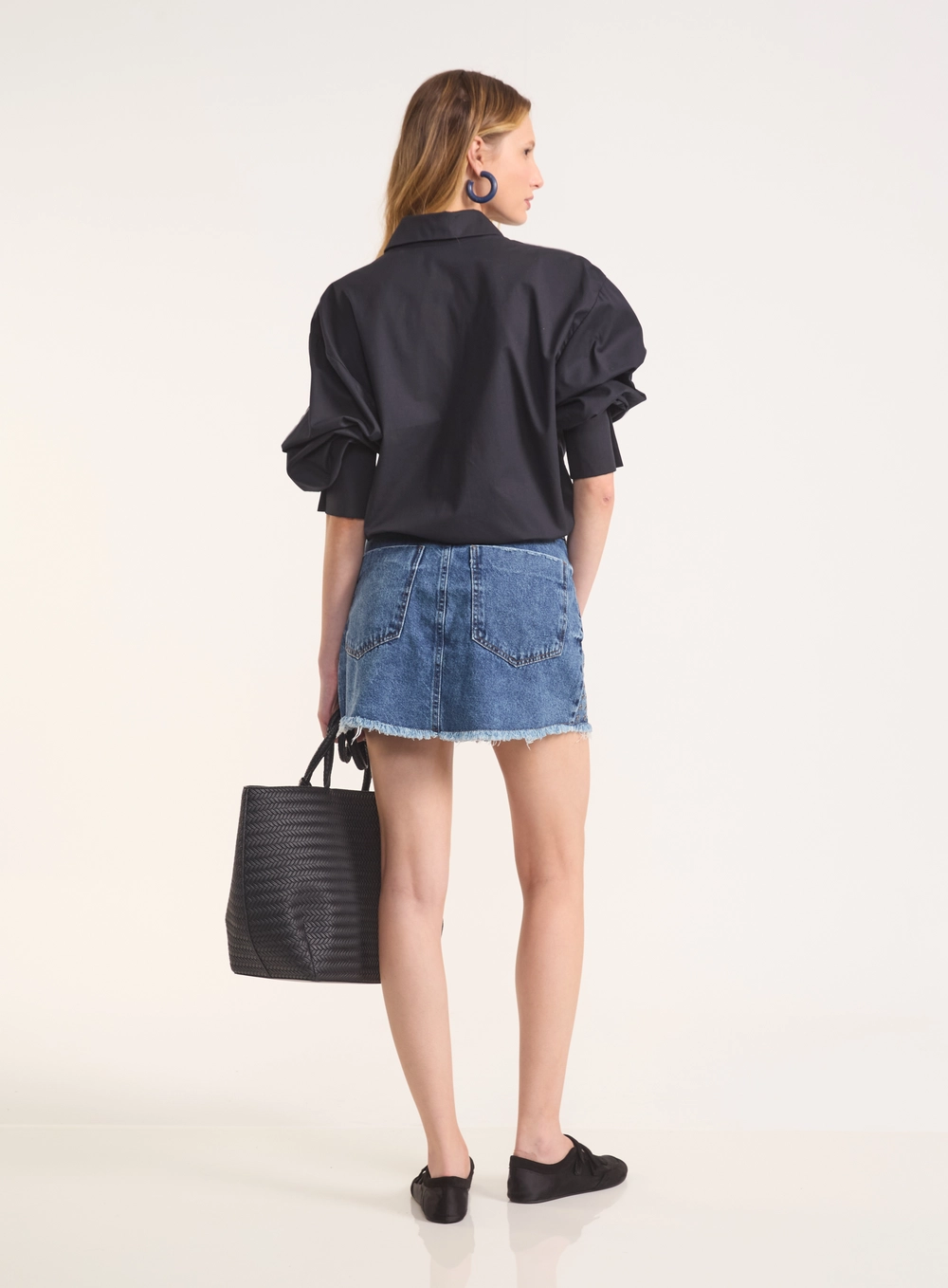 Saia Jeans Mini Eyelets Exclusive Índigo