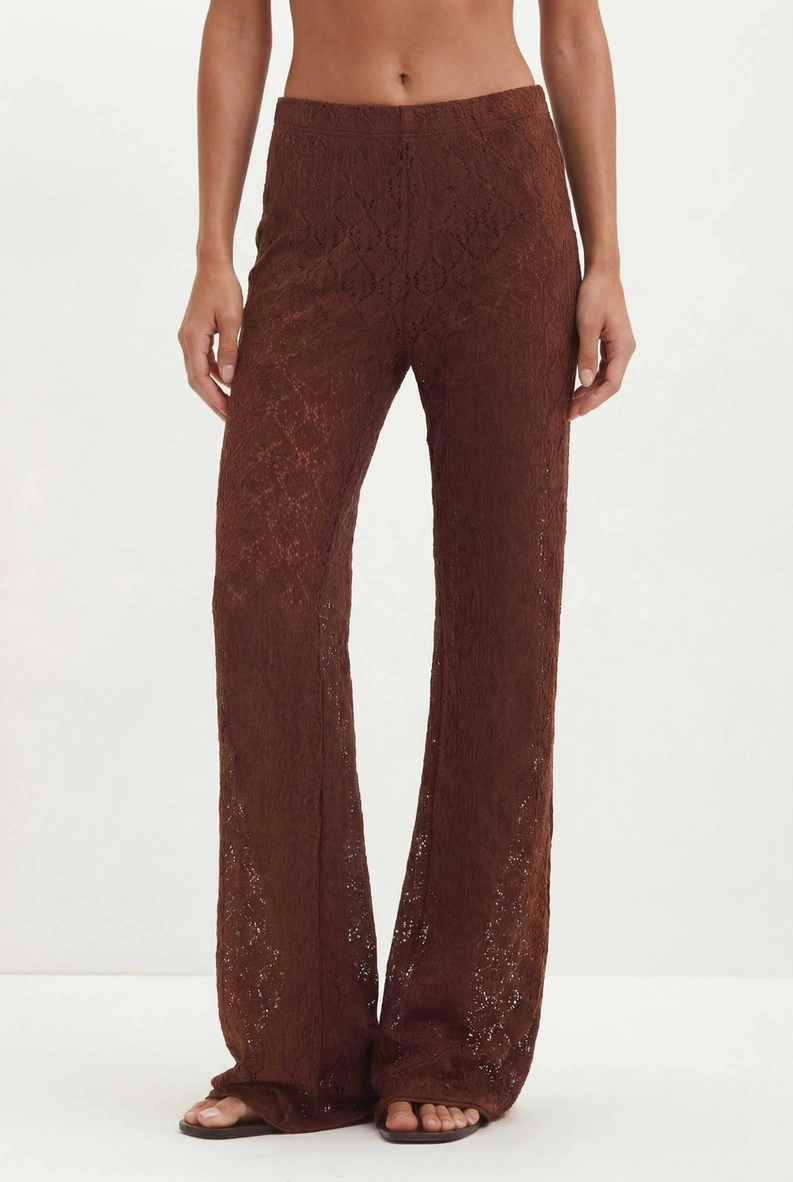 Calça De Renda Feminina Pantacourt Marrom 1