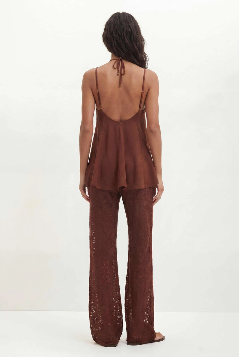 Calça De Renda Feminina Pantacourt Marrom 2