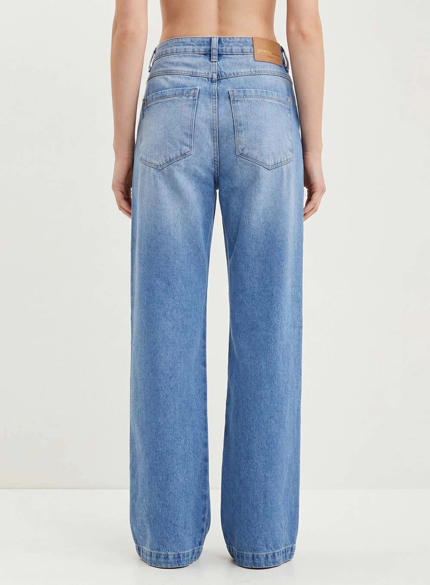 Calça Feminina Jeans Com Bolsos - Baggy Índigo 3